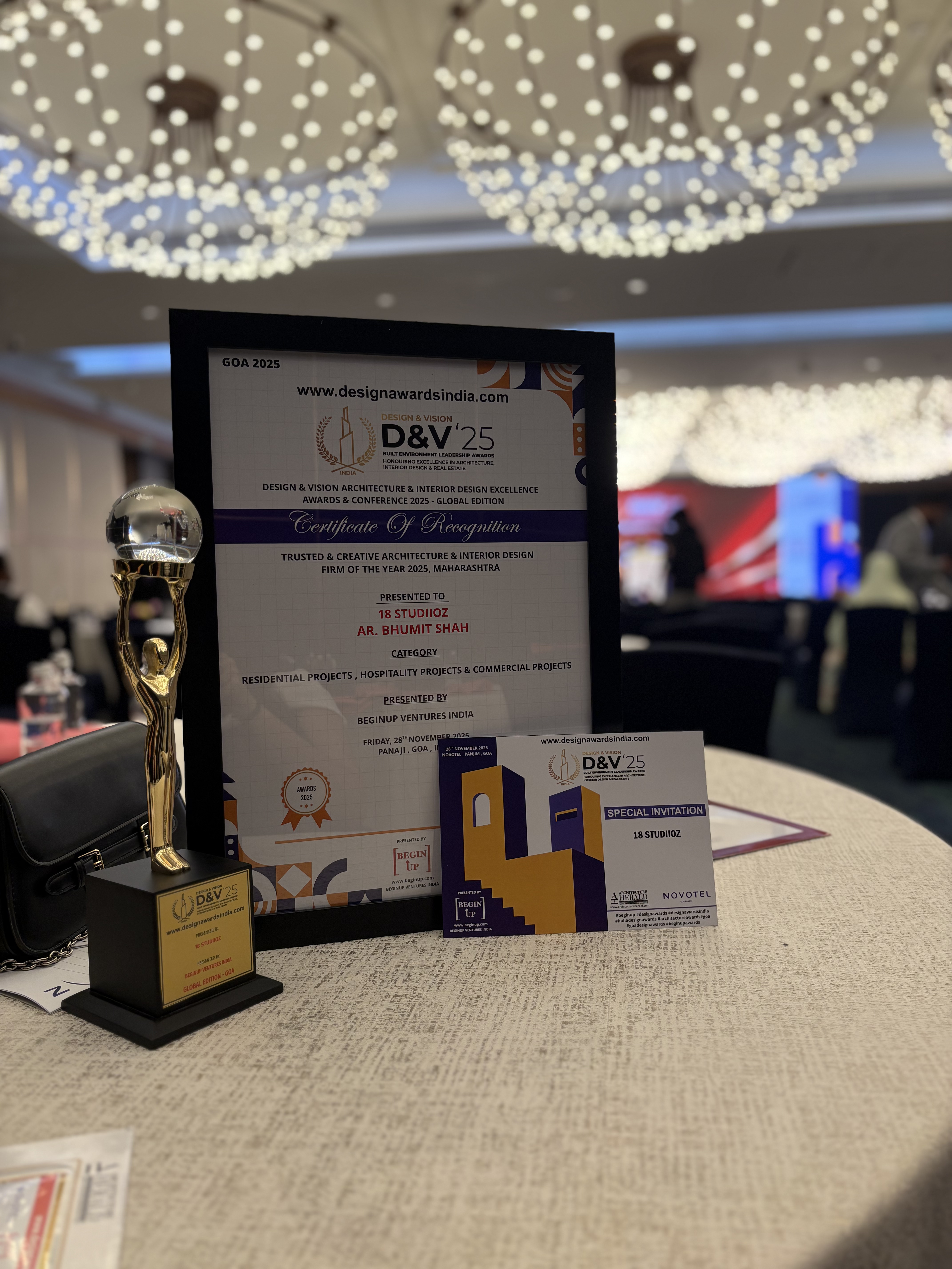 Design and Vision Awards Certificate and Trophy